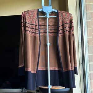 Misook Multicolor Open Front Cardigan